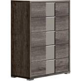 Portofino Chest in Gloss Oak Finish & Beige Velvet